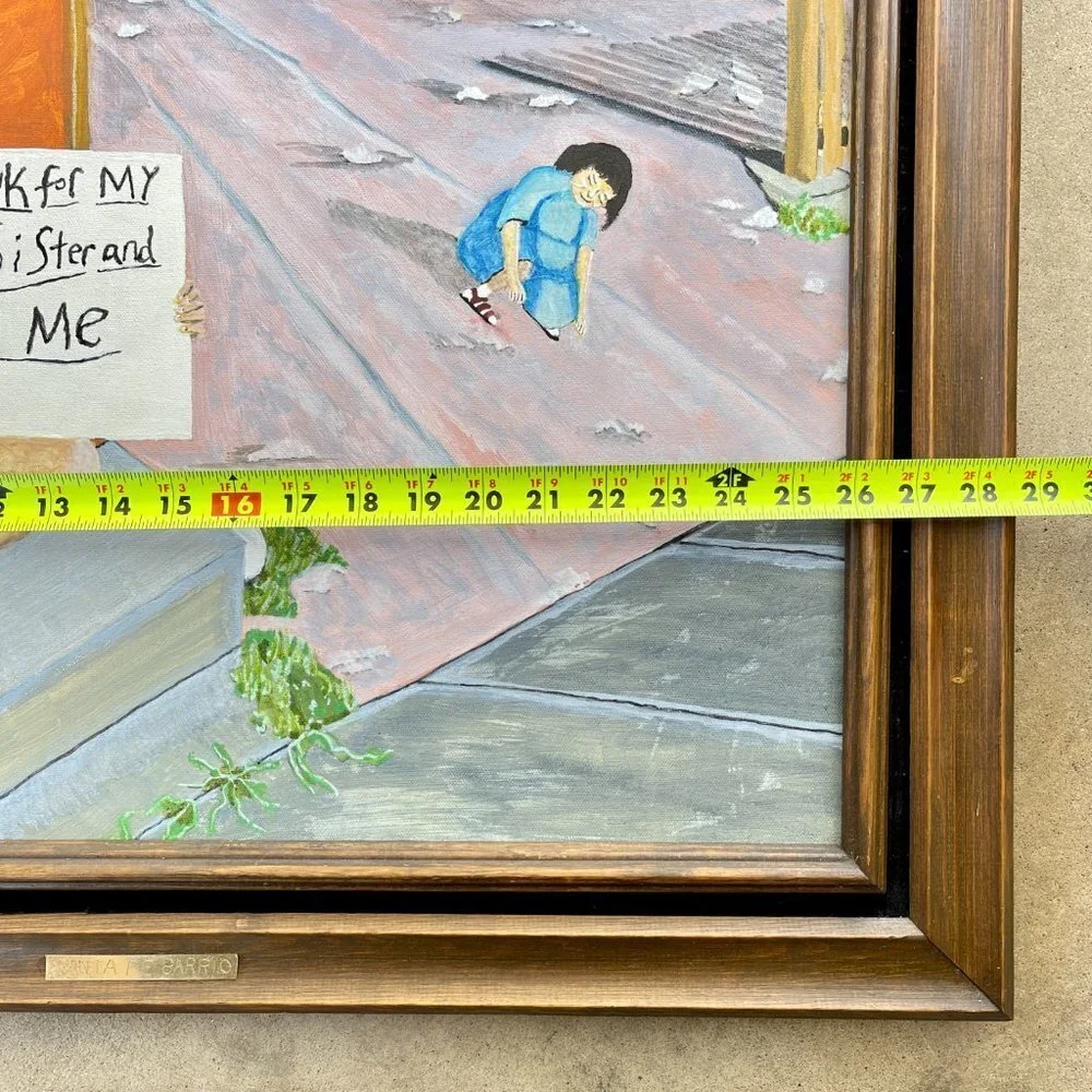 Original Framed Oil Painting Art on Canvas, Santa Fe Barrio